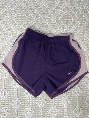 Nike Women's Dark Purple Athletic Running Shorts with Light Mauve Trim